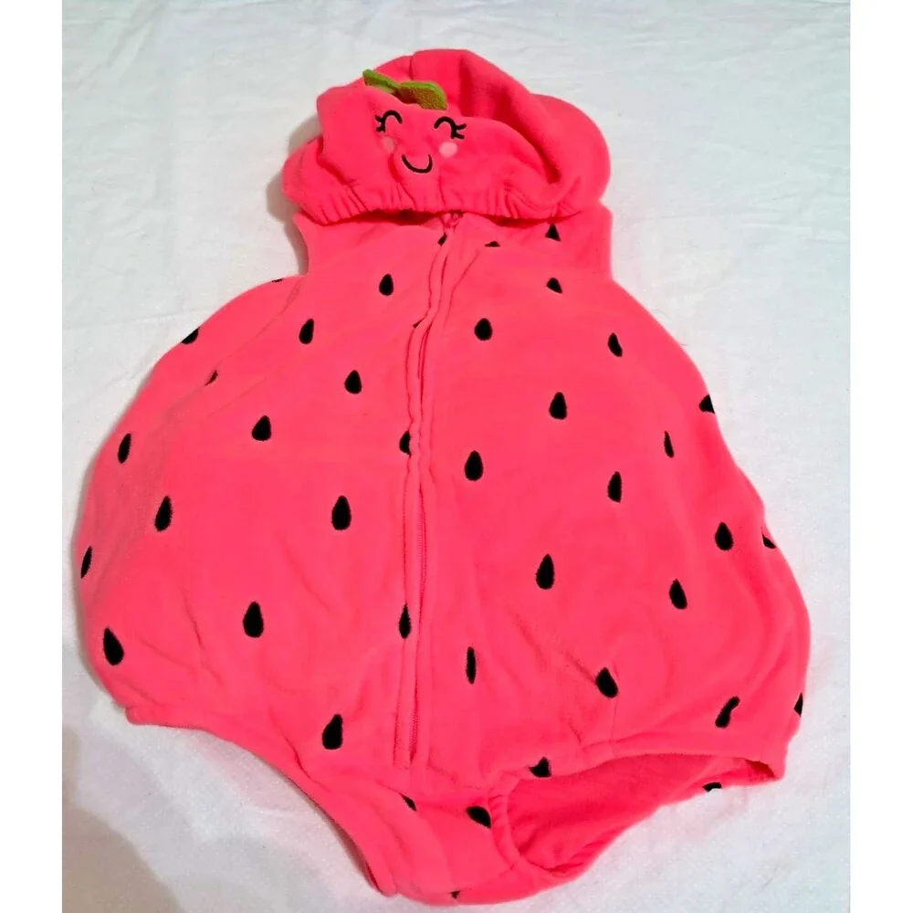 Carter's Baby Strawberry Halloween Costume 24 Months One Piece Fruit Hood - Picture 2 of 8